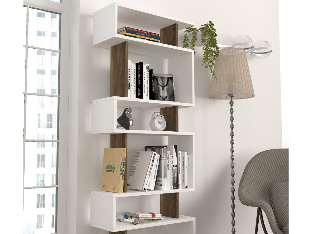 Bibliothèque en bois "Blok" - 60 x 19 x 165 cm - Marron