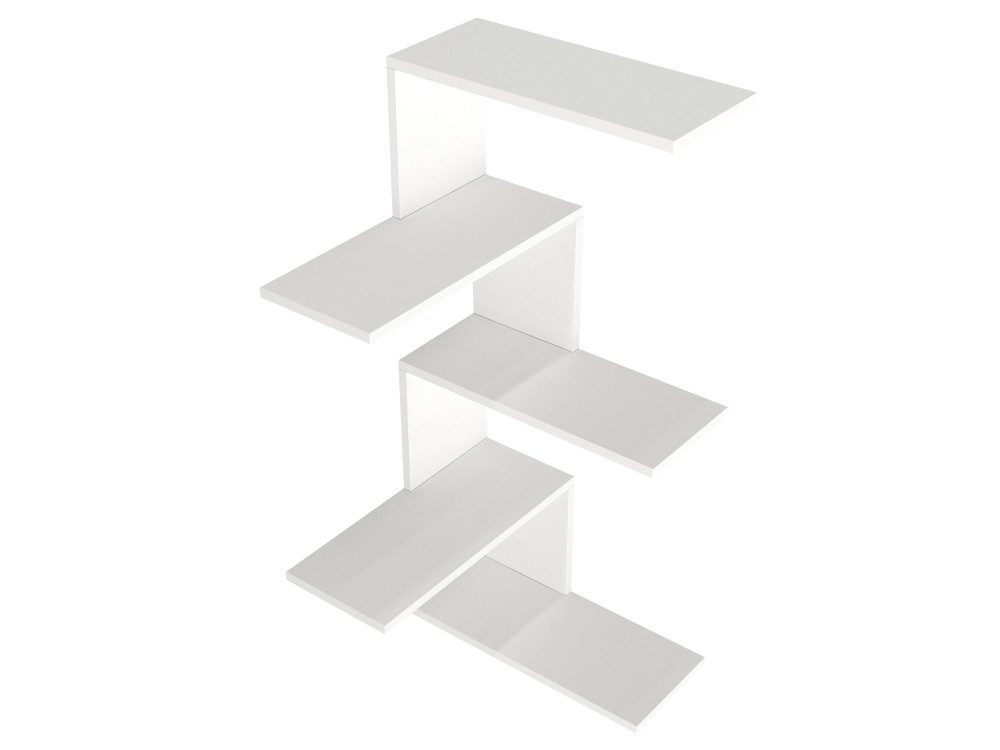 Étagère d'angle murale en bois "Caniko" - 51 x 29 x 109 cm - Blanc