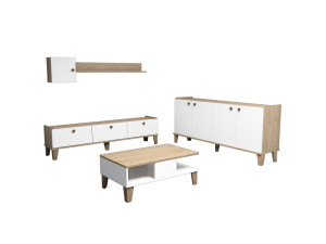 Ensemble de meubles de salon en bois "Sumer" - 180 x 41 x 77 cm - Blanc