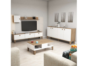 Ensemble de meubles de salon en bois "Sumer" - 180 x 41 x 77 cm - Blanc 2