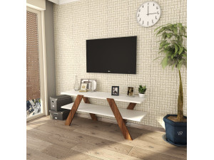 Meuble TV en bois "Basic" - 120 x 33 x 45 cm - Blanc 2