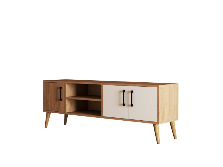 Meuble TV en bois "Exxen" - 150 x 34 x 52 cm - Blanc
