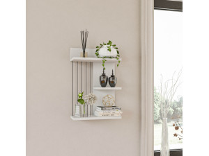 Étagère murale en bois "Kinik" - 40 x 19 x 60 cm - Blanc 2