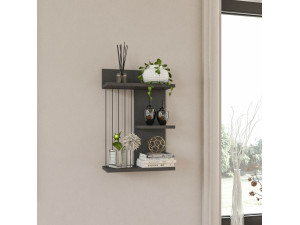 Étagère murale en bois "Kinik" - 40 x 19 x 60 cm - Gris anthracite 2