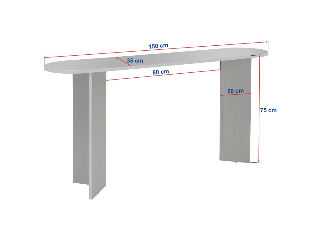 Console en bois "Sira" - 150 x 35 x 75 cm - Travertin