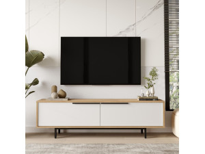 Meuble TV en bois "ON1-SW" - 160 x 35 x 45 cm - Blanc 2