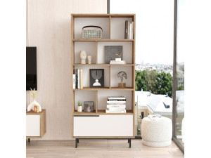 Bibliothèque en bois "ON4-SW" - 84 x 30 x 176 cm - Blanc 2