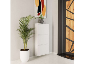 Meuble à chaussures en métal "Luna" - 50 x 15 x 103 cm - Blanc 2