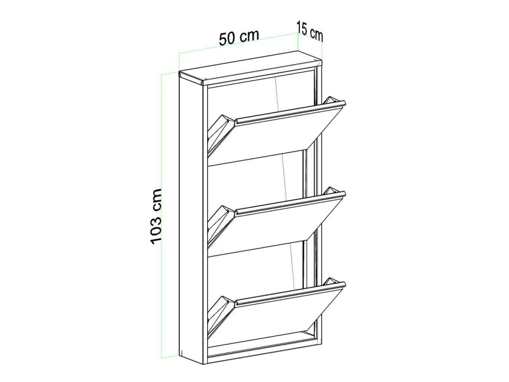 Meuble à chaussures en métal "Luna" - 50 x 15 x 103 cm - Blanc