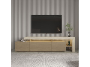 Meuble TV en bois "Beliz" - 192 x 37 x 53 cm - Beige 2