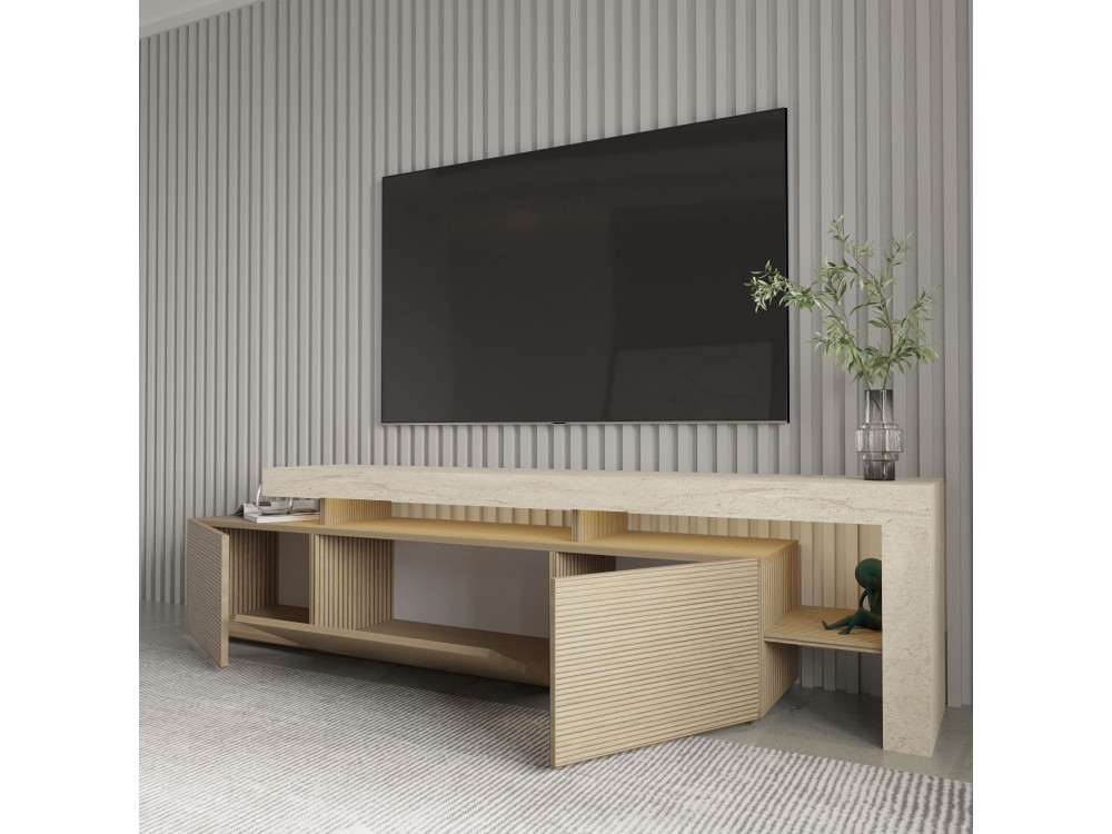 Meuble TV en bois "Beliz" - 192 x 37 x 53 cm - Beige