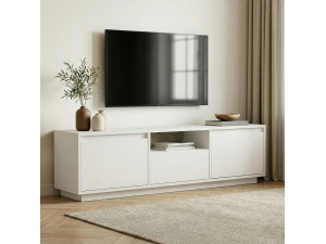 Meuble TV en bois "Sentinel" - 160 x 30 x 42 cm - Blanc 2
