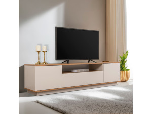 Meuble TV en bois "Veramont" - 180 x 44 x 44 cm - Crème 2
