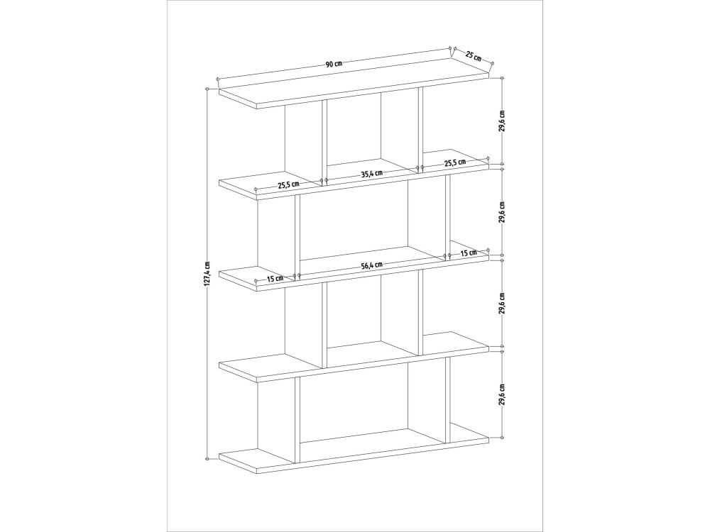 Bibliothèque en bois "Harmon" - 90 x 25 x 127 cm - Blanc