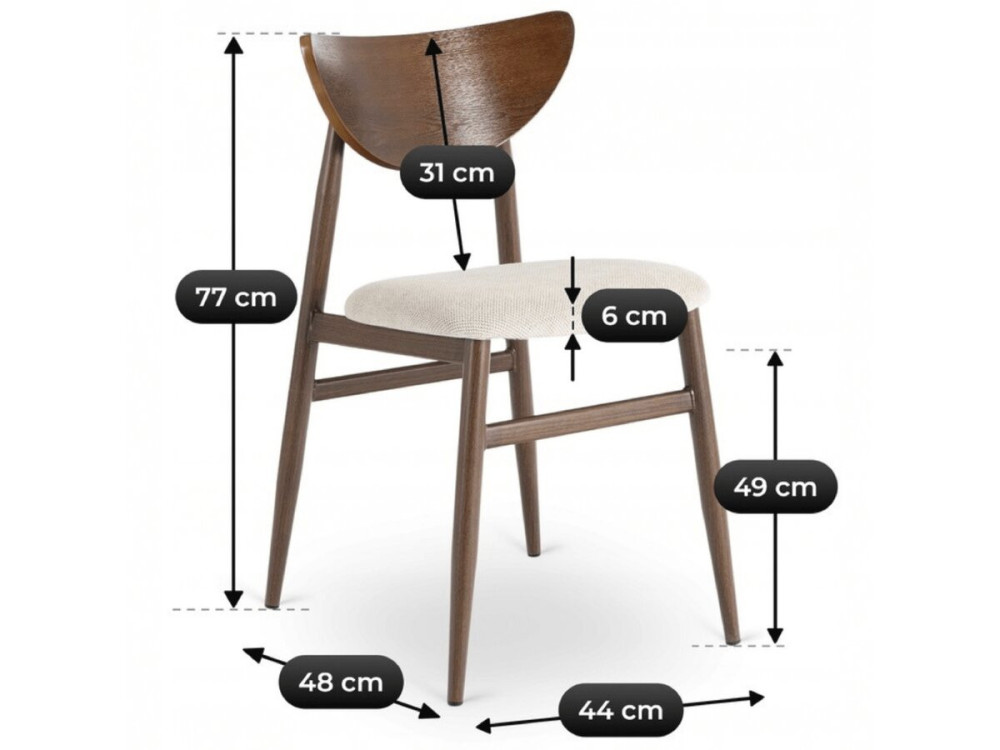 Chaise de salle a manger style scandinave en bois "Lumbra" - Marron