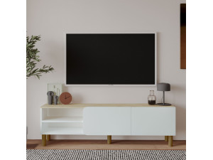 Meuble TV en bois "River" - 150 x 31 x 48 cm - Blanc 2