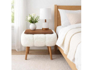Table d'appoint en bois "Papatya 35x45" - 45 x 35 x 44 cm - Blanc 2