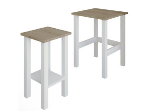 Lot de 2 tables d'appoint en bois "Gina 2" - 45 x 45 x 60 cm - Beige
