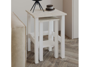 Lot de 2 tables d'appoint en bois "Gina 2" - 45 x 45 x 60 cm - Blanc 2