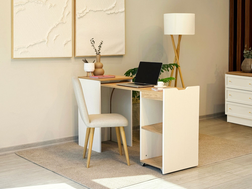 Bureau en bois "Modulo" - 97 x 47 x 75 cm - Beige