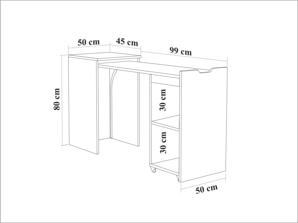 Bureau en bois "Modulo" - 97 x 47 x 75 cm - Beige