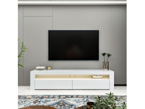 Meuble TV en bois "Bati" - 150 x 36 x 46 cm - Blanc 2