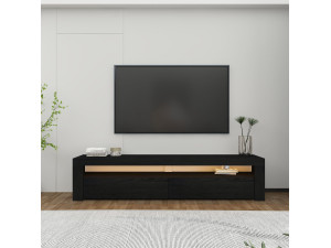 Meuble TV en bois "Bati" - 150 x 36 x 46 cm - Noir 2
