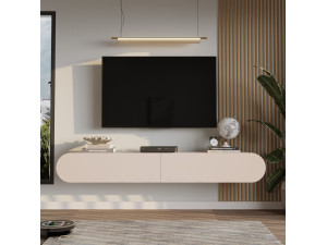 Meuble TV en bois "LUM1" - 180 x 31 x 29 cm - Crème 2