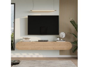 Meuble TV en bois "LUM1" - 180 x 31 x 29 cm - Beige 2