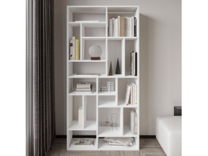 Bibliothèque en bois "Nicola" - 90 x 30 x 180 cm - Blanc 2