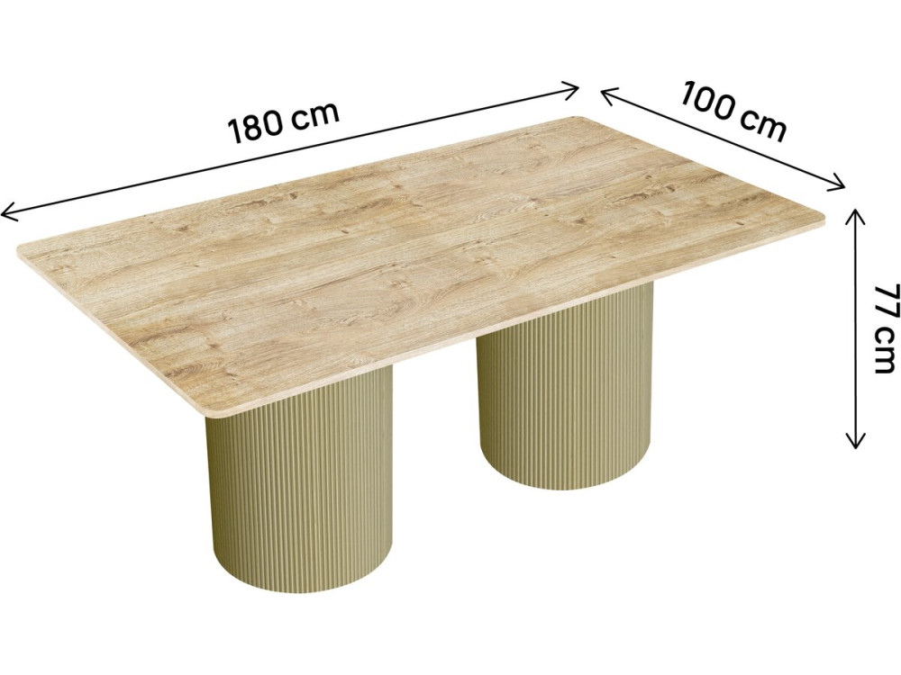 Table à manger ovale en bois "Zénith" - 180 cm - 8 places - Beige