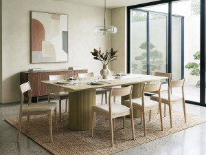 Table à manger ovale en bois "Zénith" - 180 cm - 8 places - Beige 2