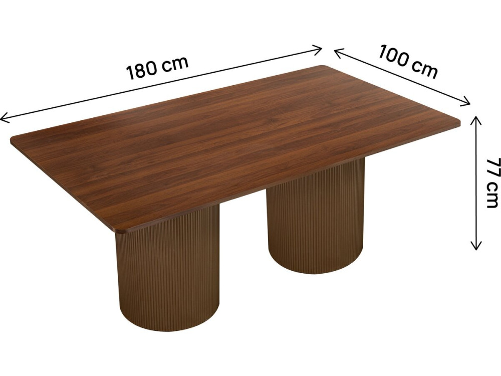 Table à manger ovale en bois "Zénith" - 180 cm - 8 places - Marron