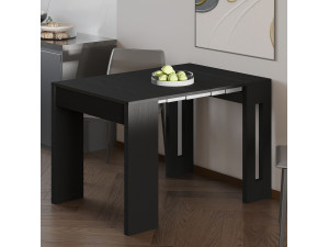 Table repas extensible en bois "Nivo" - 80 x 44 x 76 cm - Noir 2