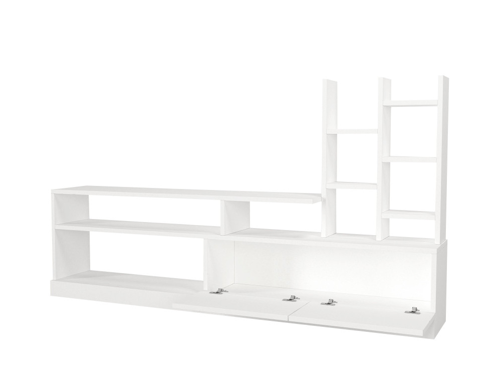 Meuble TV en bois "Dolunay" - 164 x 25 x 91 cm - Blanc