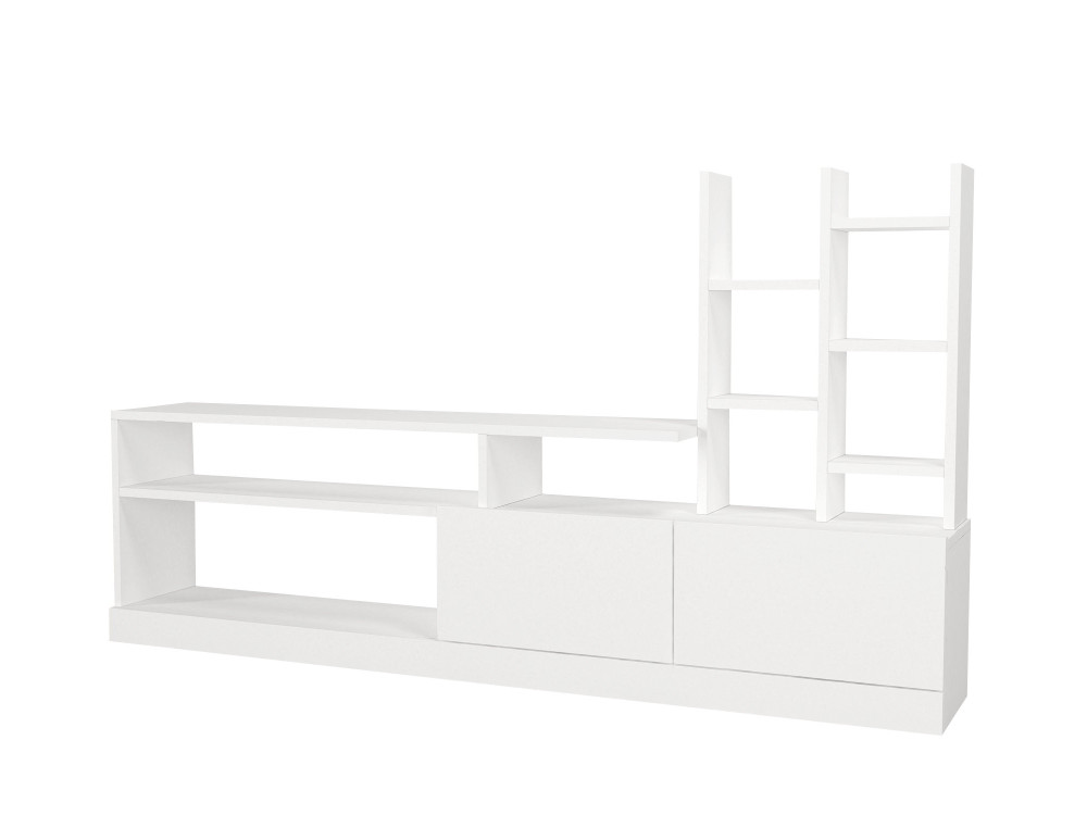 Meuble TV en bois "Dolunay" - 164 x 25 x 91 cm - Blanc