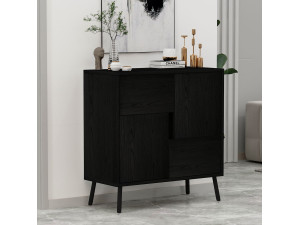 Armoire multifonction en bois "Darien" - 76.5 x 35 x 79.5 cm - Bois Noir 2