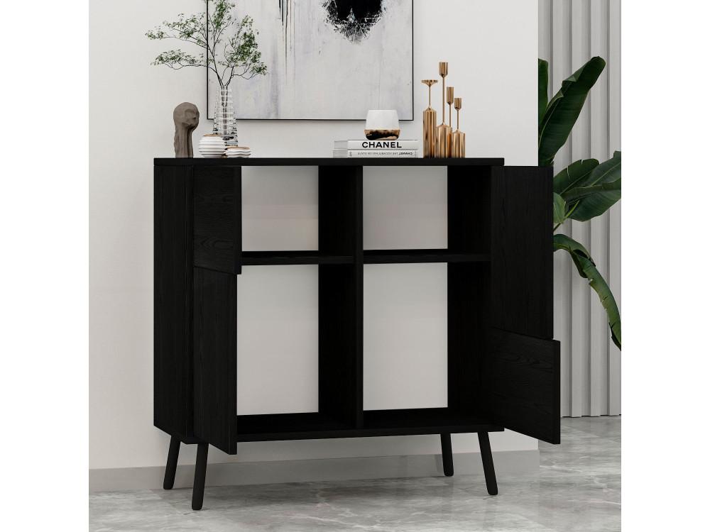Armoire multifonction en bois "Darien" - 76.5 x 35 x 79.5 cm - Bois Noir