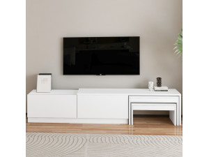 Meuble TV en bois "Nest" - 180 x 30 x 36 cm - Blanc 2