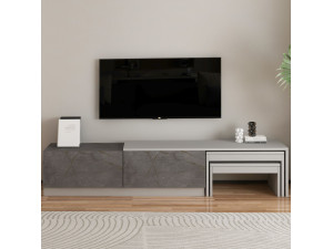 Meuble TV en bois "Nest" - 180 x 30 x 36 cm - Gris 2