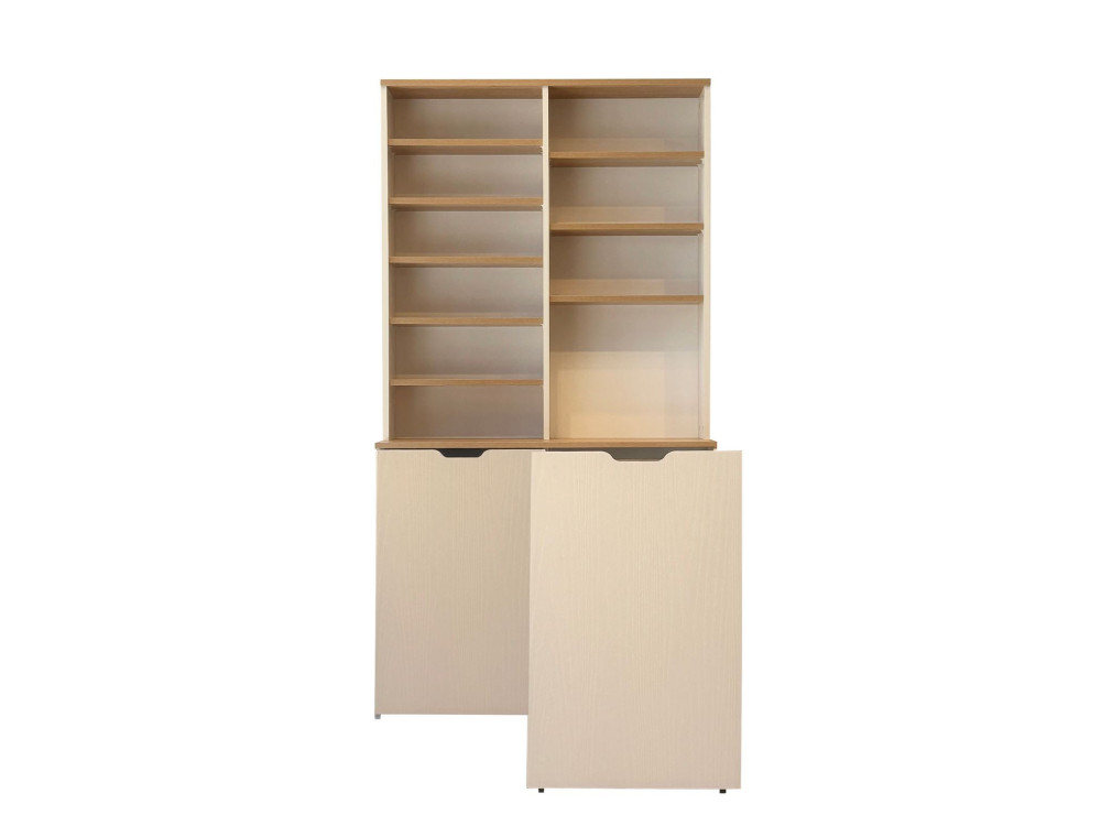Présentoir à café en bois "Flexa" - 100 x 45 x 190 cm - Crème