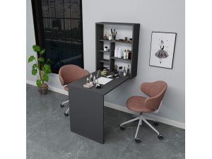 Table de maquillage en bois "Sedir" - 90 x 59 x 74 cm - Gris anthracite 2