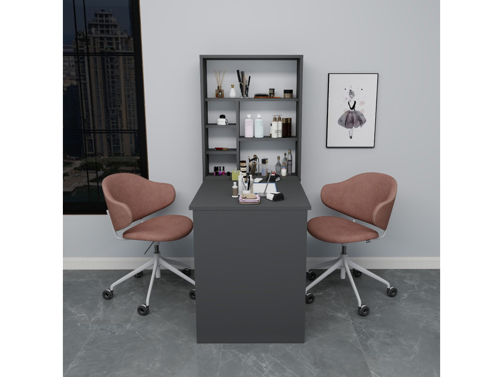 Table de maquillage en bois "Sedir" - 90 x 59 x 74 cm - Gris anthracite