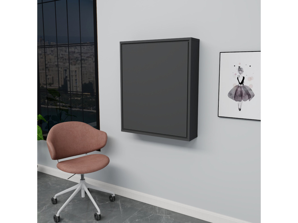 Table de maquillage en bois "Sedir" - 90 x 59 x 74 cm - Gris anthracite