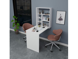 Table de maquillage en bois "Sedir" - 90 x 59 x 74 cm - Blanc 2