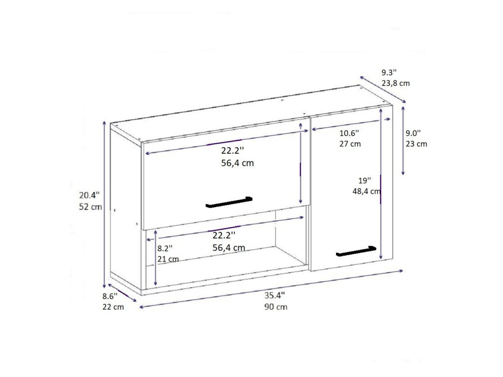 Buffet en bois "Akasya" - 90 x 24 x 52 cm - Blanc