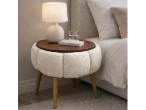 Table d'appoint en bois "Papatya" - 45 x 45 x 44 cm - Crème 2