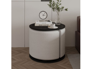 Table d'appoint avec pouf en bois "Vexana" - 43 x 43 x 47 cm - Noir 2