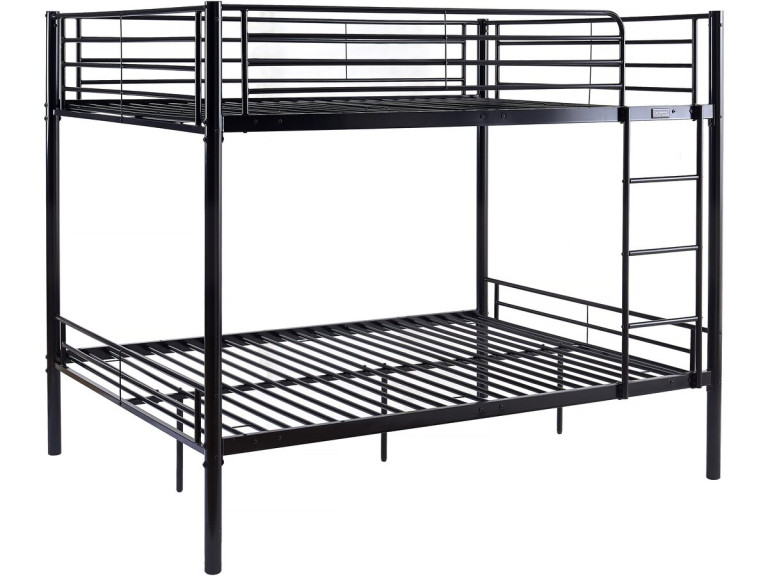 Lit superposé double "Adam" - Sommier inclus - 140 x 190 cm - Noir
