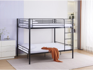 Lit superposé double "Adam" - Sommier inclus - 140 x 190 cm - Noir 2